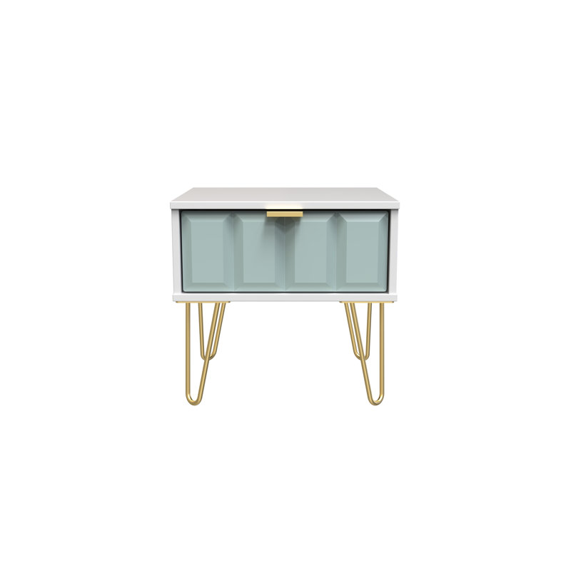 Allem 1 Drawer Bedside Cabinet (Ready Assembled), Duck/White