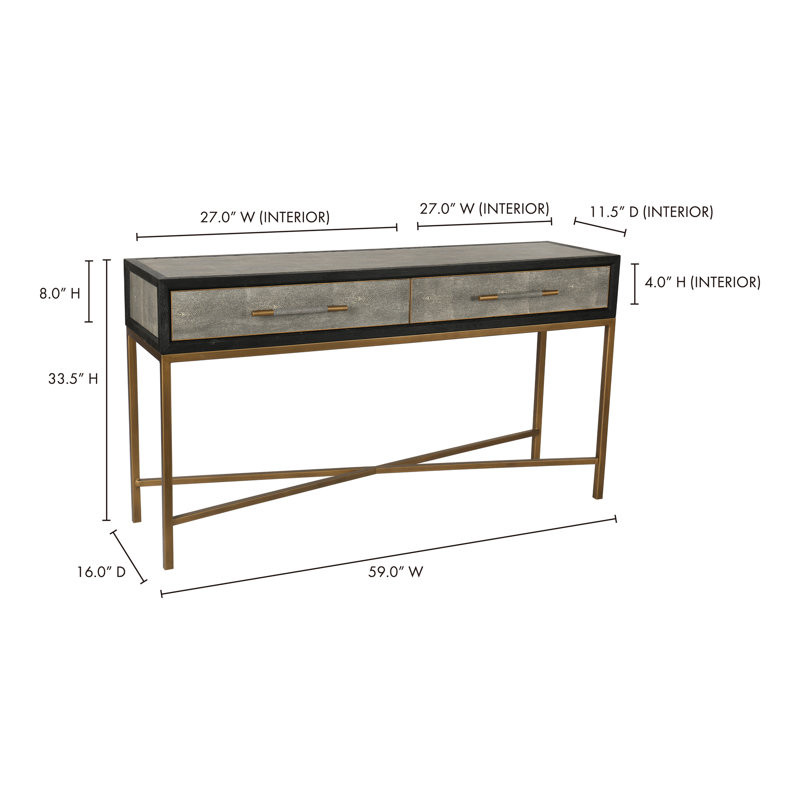 Meera 59" Console Table, Gray, Gold