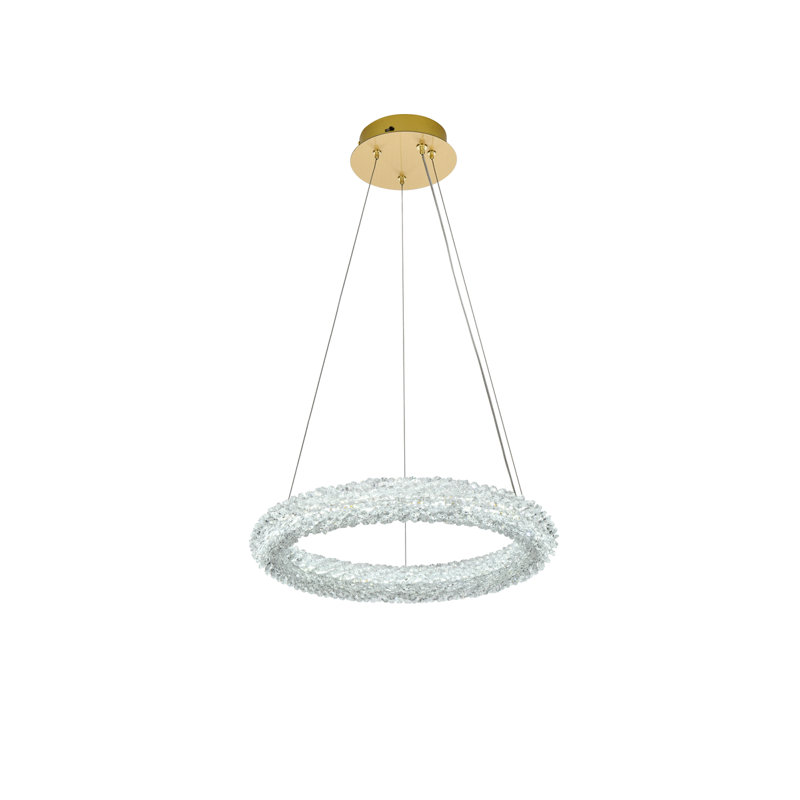 Lustre rond / ovale à intensité variable Brindalla, Or satiné, H 2,5 po x l 18 po x P 18 po