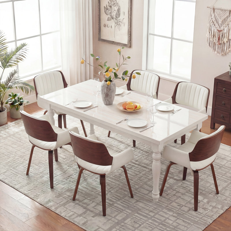 Fauteuils pivotants rembourrés en similicuir Aura, Blanc