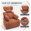 Fauteuil inclinable à bascule manuel supplémentaire avec base pivotante à 360 degrés et coussin cervical amovible en chenille orange et brun foncé