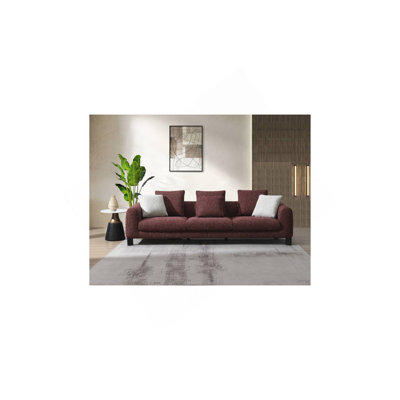 Mardi Maroon Tweed Sofa w/6 Pillows