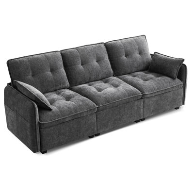 96"L-Shaped Sectional Sofa with Movable Ottoman, 30"Extra Deep Seat, Scratch-Resistant Chenille-Perfect for Small Apartments & Living Rooms