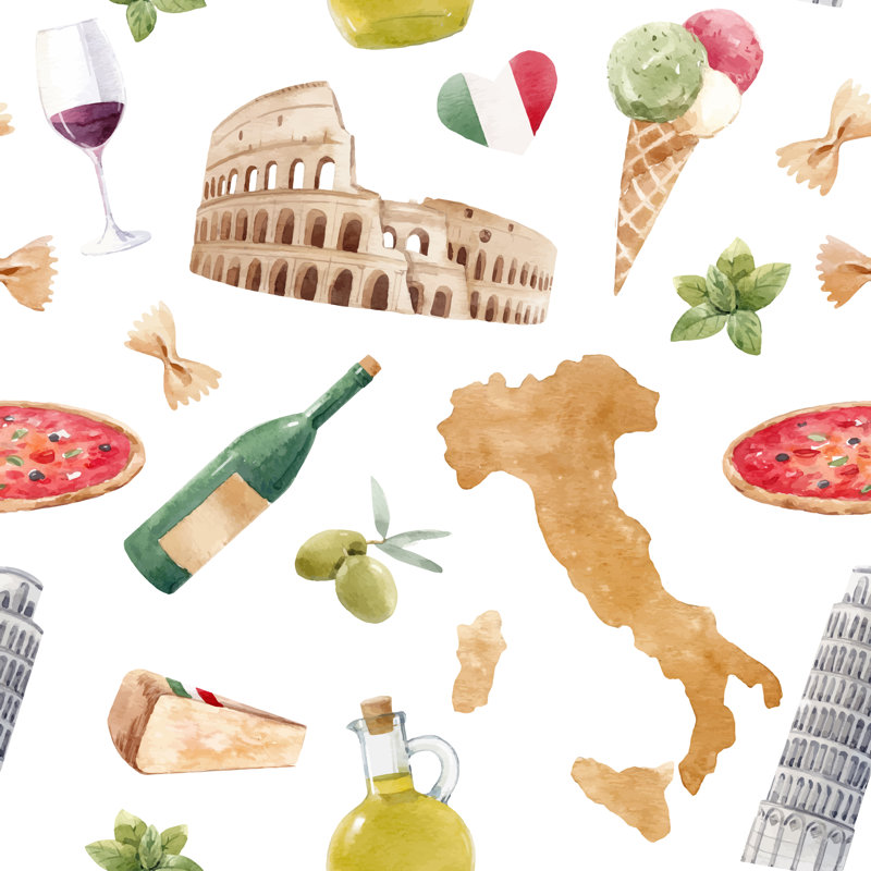 Watercolor Italian Pattern by Zenina - Wrapped Canvas Print, 122cm H x 122cm W
