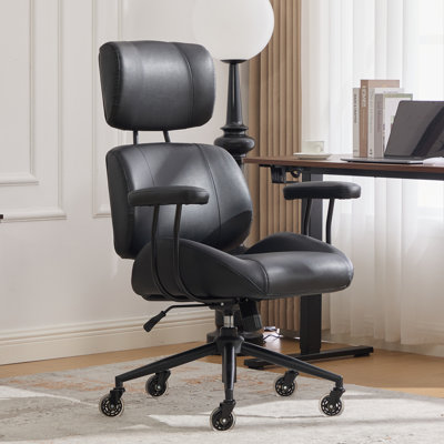 Modern Executive Office Chair with Premium Quality, Superior Comfort Armrests, Adjustable Backrest and Headrest, Black