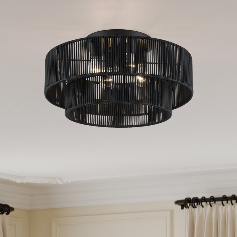 Très grand semi-encastré 4 lumières Asllan, Noir, Matte Black