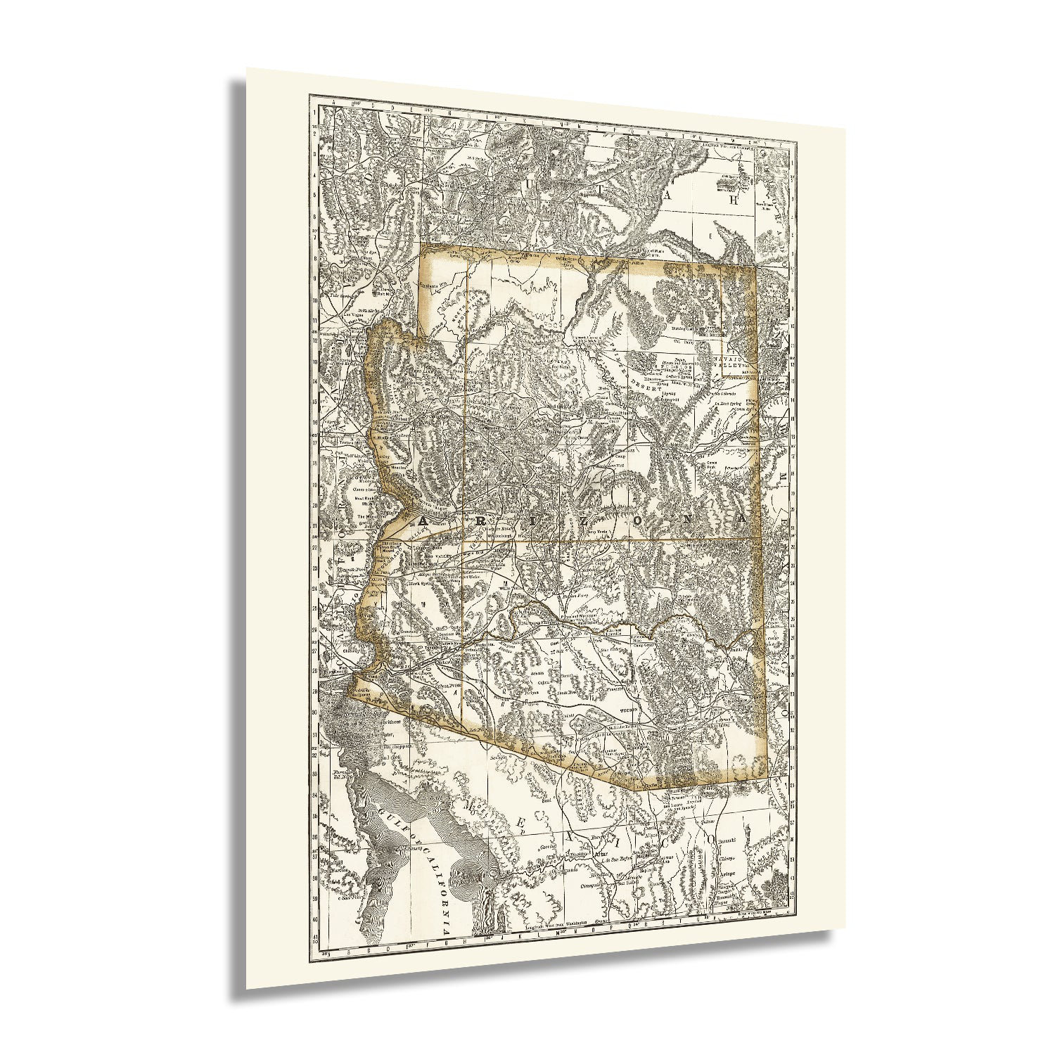 Arizona Paper Map HISTORIC PRINTS On Paper Print - Wayfair Canada