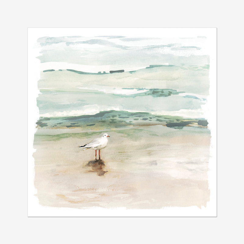 Seagull Cove I by Victoria Borges - Painting, 30cm H x 30cm W, Paper Print