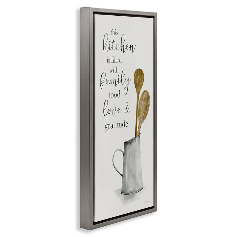This Kitchen Family Phrase Gray Framed Floater Canvas Wall Art by Carol Robinson, Luster Gray Floater Frame, 31" H x 15" W