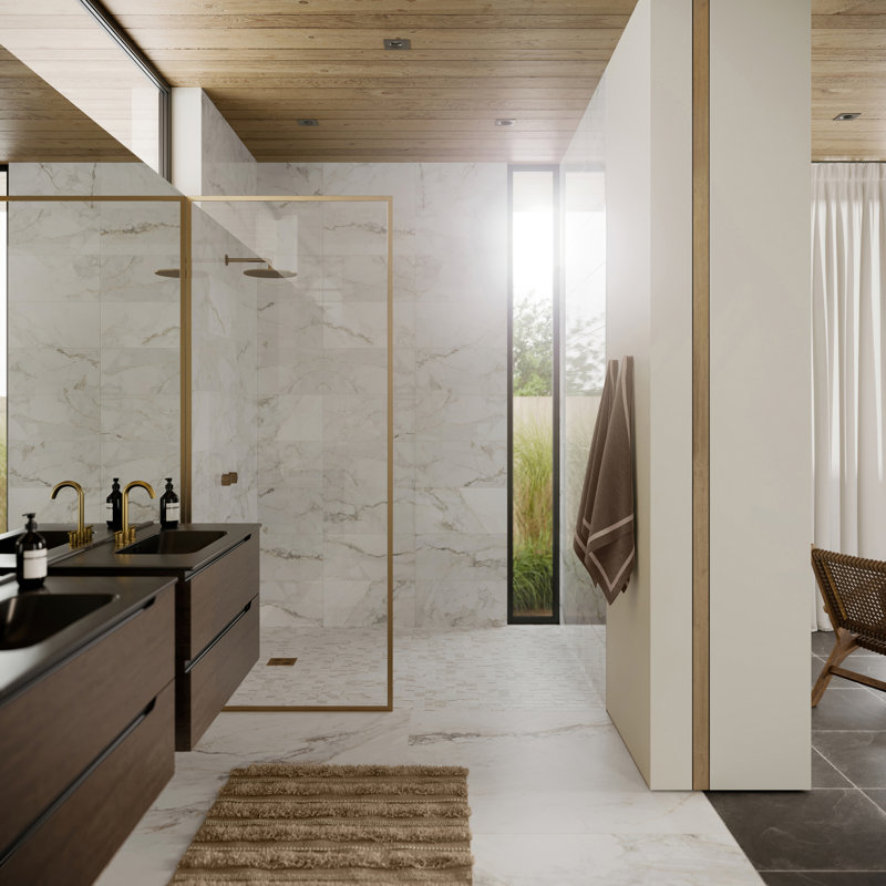 Calacatta Macchia 12X12 Marble Look Matte Porcelain Mosaic Floor And Wall Tile