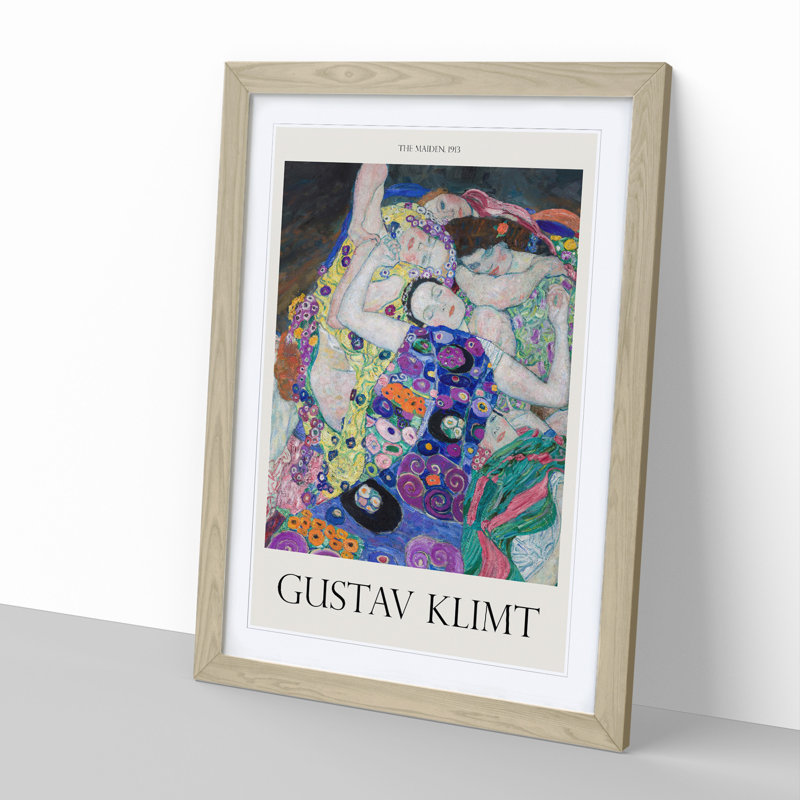 The Maiden by Gustav Klimt - Picture Frame Painting, 65cm H x 48cm W x 2cm D, Oak Framed