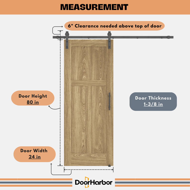 Ensemble de quincaillerie pour porte de grange 80 po, 24 po x 80 po