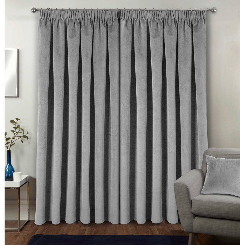 Alene Blackout Curtain Panel Pair, Grey, 168cm Width x 183cm Drop, 2