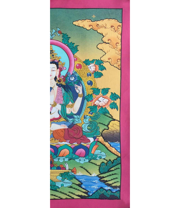 Avalokiteshvara | Chenrezig Thangka (Thangka sans brocart)