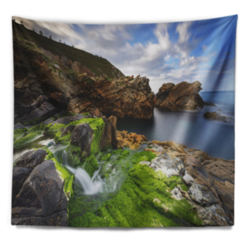 Tapisserie en ivoire rocks et chutes de mer, H 78 po x l 92 po