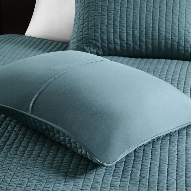 Courtepointe 3 pièces très grand / très grand bleu sarcelle - réversible, microfibre avec rembourrage en coton, rembourrage en microfibre