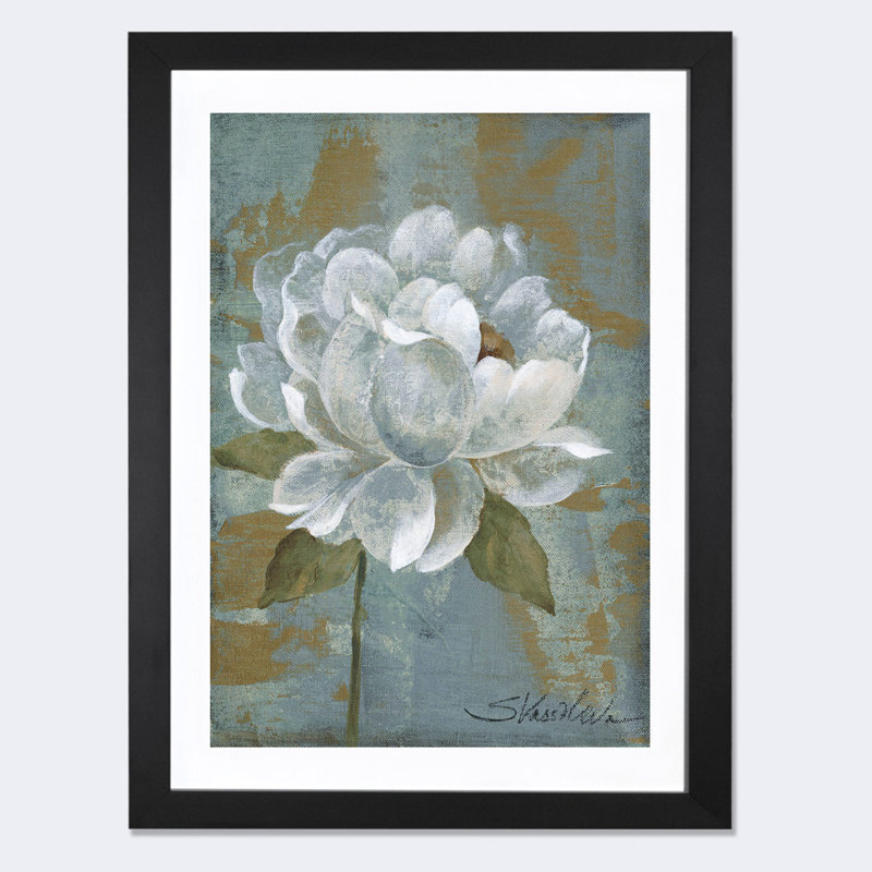 « pivoine tile i » par silvia vassileva,, impression, H 32 po x l 24 po x P 1 po, Papier encadré noir