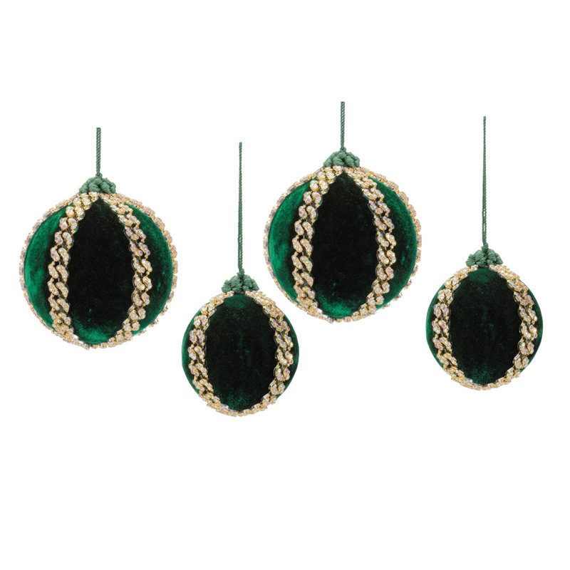 Ornements en forme de boule scintillante (ensemble de 4) - Décorations de Noël en plastique / polyester de 3 po et 4 po