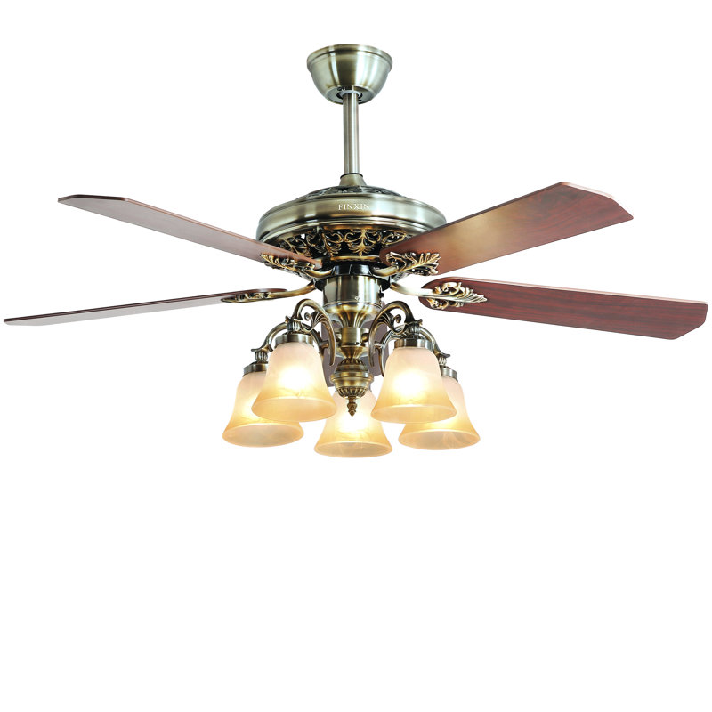 Ventilateur de plafond standard à 5 pales de 52 po avec télécommande et ensemble d'éclairage inclus