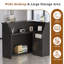 Bureau d'accueil en forme de L avec éclairage DEL multicolore et rangement pour bar, bureau, magasin, maison ; table de bar-133257365