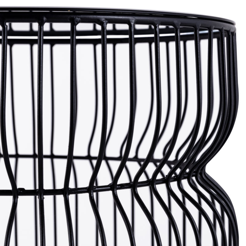 Ensemble de table (table basse et table de bout) - Plateau en verre avec base en métal, Noir