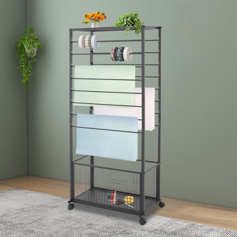 Ribbon Multifunctional Holder Organizer Rack  Flower Wrapping Paper Storage Stand, Matte Black