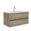 Meuble-lavabo mural 36 po en chêne brut et chêne brut avec lavabo intégré en céramique avec trop-plein, grand meuble-lavabo flottant avec rangement pour salle de bain moderne-114410945