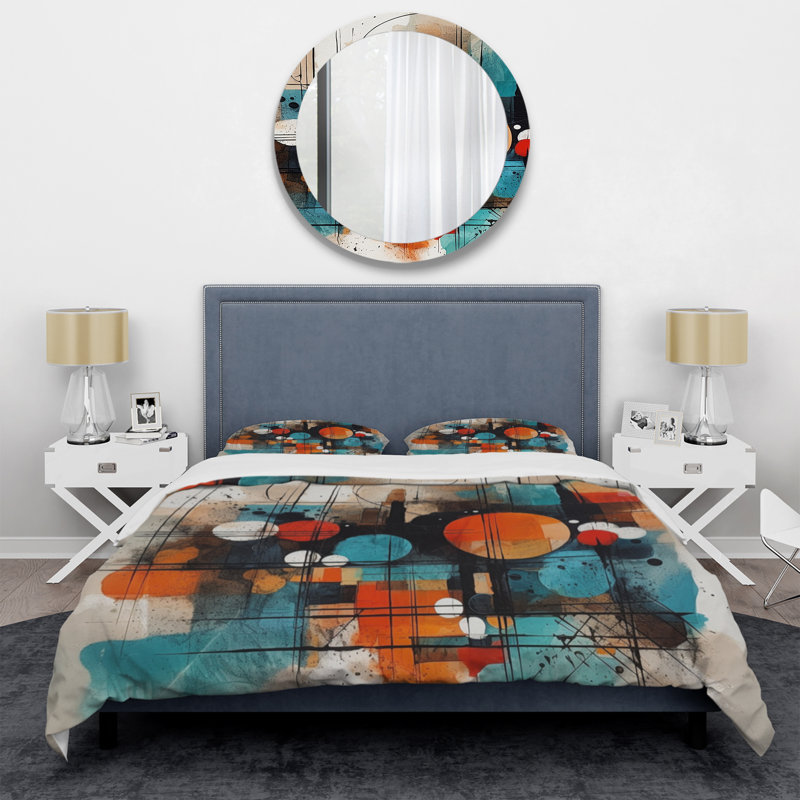 Literie , Housse de couette pour grand lit et 2 taies décor