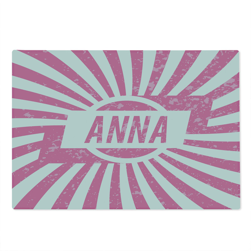 Planche à découper Ambesonne Anna de grande taille, style rétro, lignes de nom blushy rose pâle / blanc