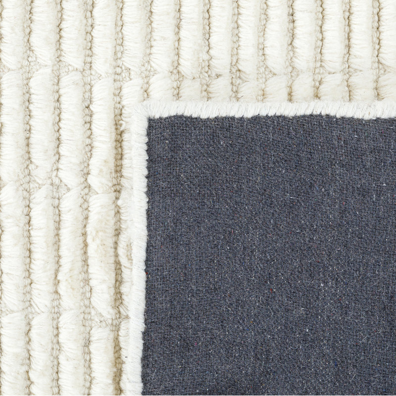 Tapis ivoire en laine touffeté à la main Debra, Tapis de couloir 2 pi 6 po x 8 pi