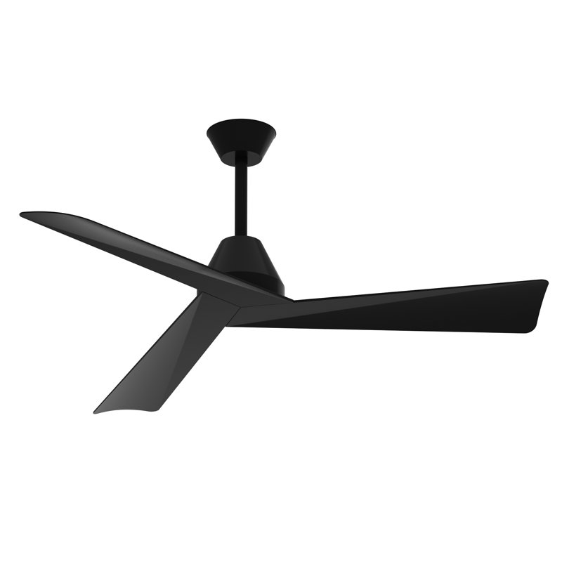 Ventilateur de plafond moderne de 45,1 po avec moteur à courant continu entièrement en cuivre et pales en ABS noir, conception à 3 pales, télécommande à 6 vitesses