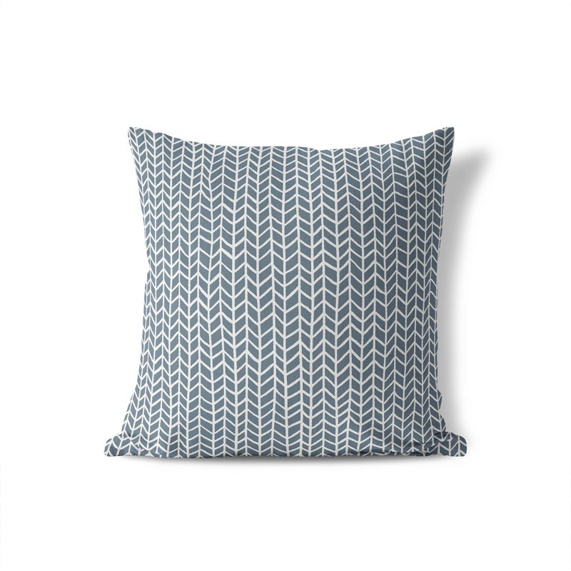 Coussin en plumes à chevrons, H 16 po x l 16 po, Bleu
