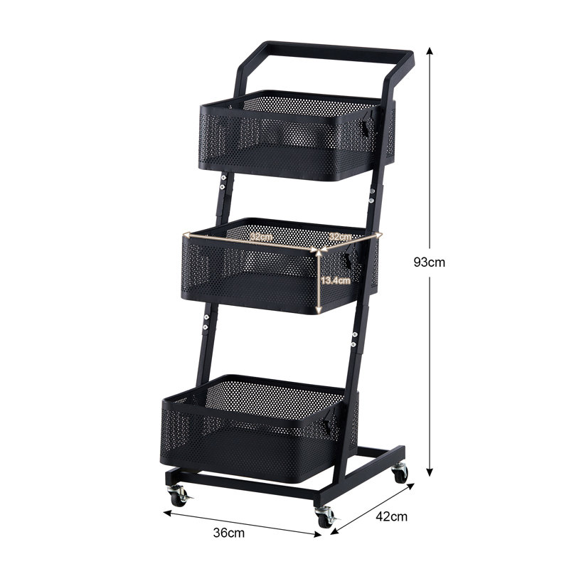 93cm H x 36cm W Cart with Wheels, Black