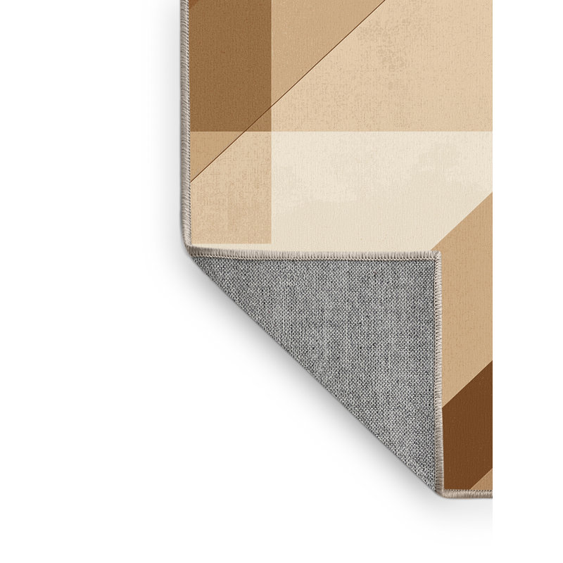 Machine Washable Carlstadt Modern Solid Color Rug in Brown – Beige Binding, 4' Square
