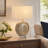 25.25" Crystal Table Lamp With Beige Shade