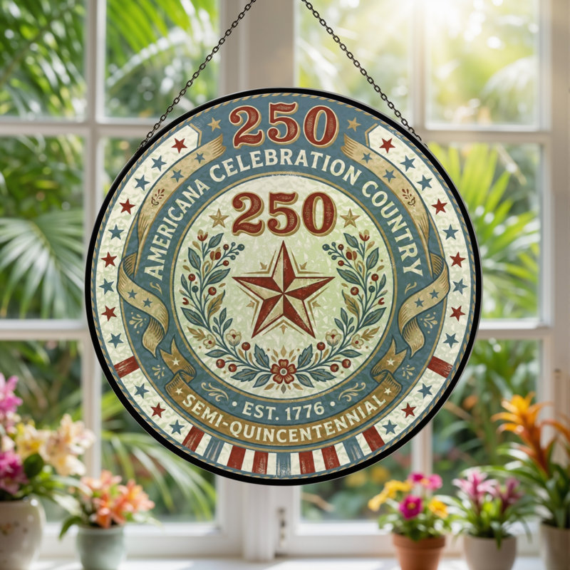 Panneau de fenêtre en verre pour décoration intérieure American Star USA 250th Anniversary - H 12 po, H 12 po