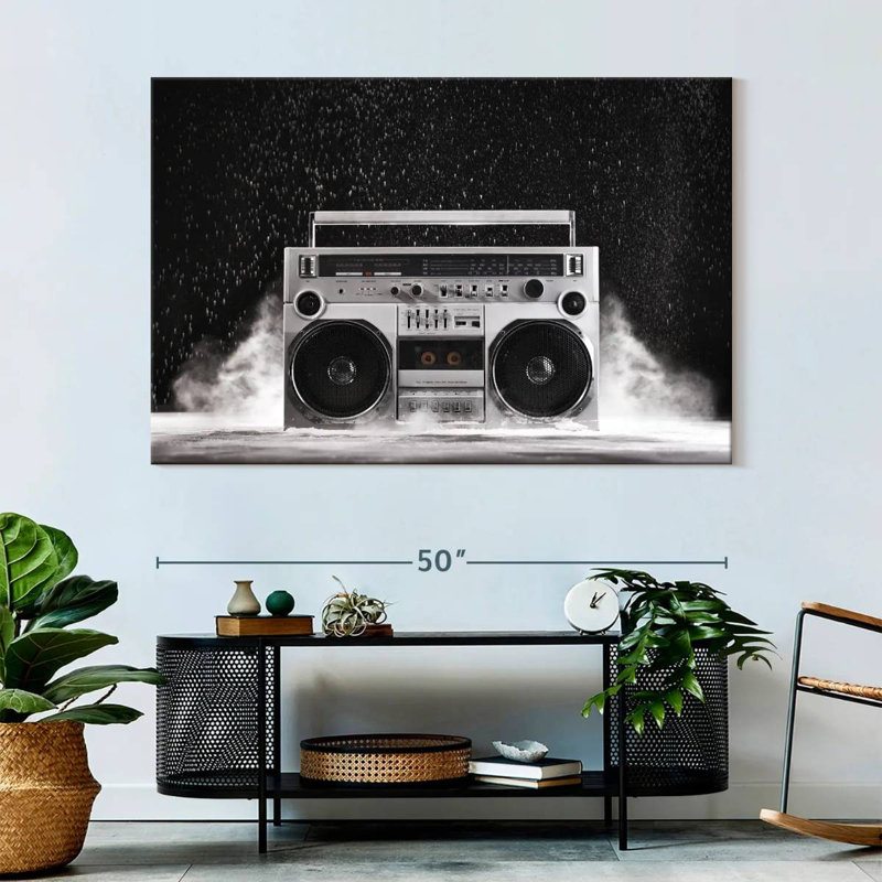 Boombox argenté Abarca 1980, H 34 po x l 51 po