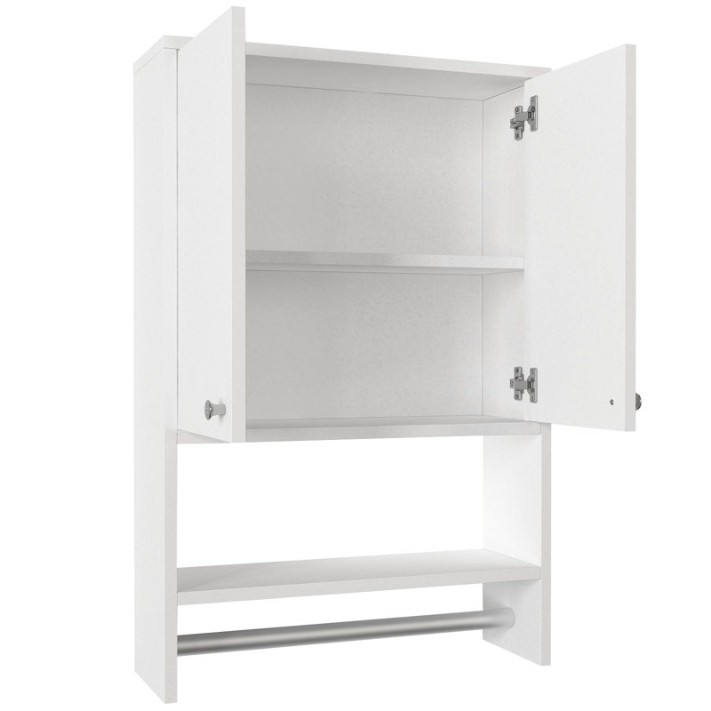 Armoire de salle de bain de style scandinave, blanc, 23,3 po x 35,4 po x 7,7 po | 100% panneau de particules enduit de mélamine, épaisseur: 0,7 pouce | Nombreuses tablettes, conception murale pour les espaces modernes, solution de rangement élégante et fonctionnelle