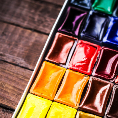 Colourful Aquarelle Paints - Wrapped Canvas Print