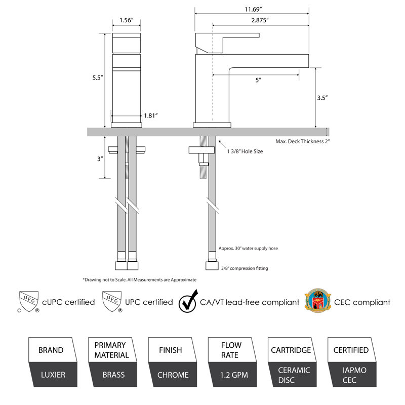 Single Hole Bathroom Faucet with Drain Assembly, Chrome