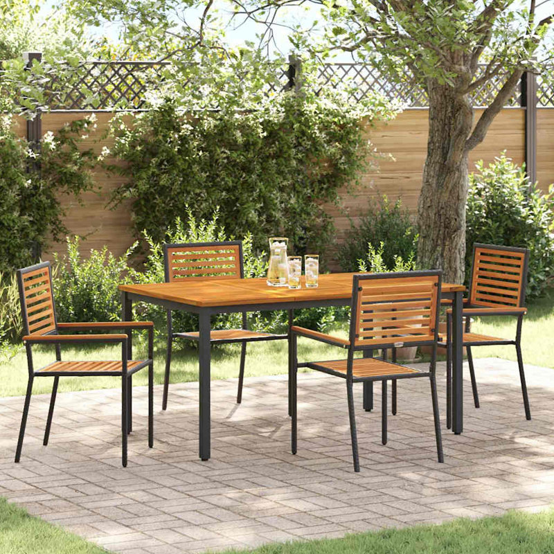 4 - Person Patio Dining Set Rectangular Table, Black