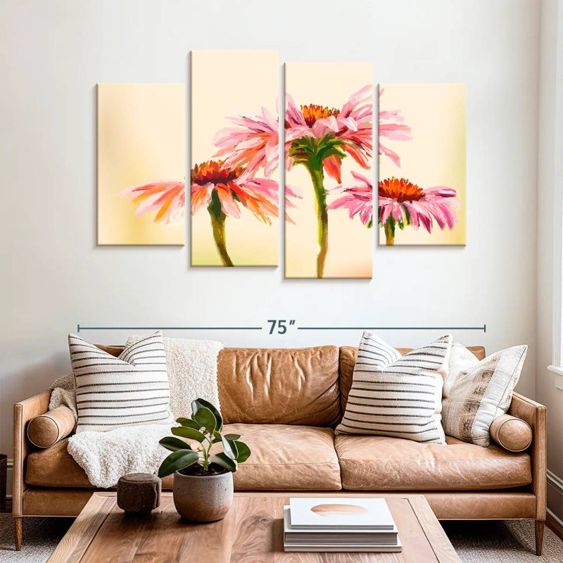 Harnek Intricate Echinacea Flowers, 42" H x 68" W