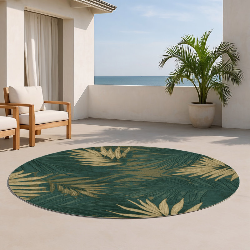 Tapis d'intérieur et d'extérieur vert Nature, Rond 5 pi