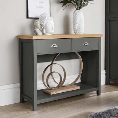 Spradling 2 Drawer 97cm Hallway Console Table 36mm Thick Top