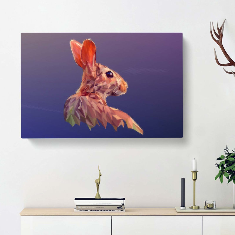 Geometric Rabbit Hare in Abstract - Wrapped Canvas, 50cm H x 76cm W x 3cm D