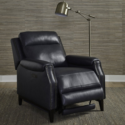 Jodena Navy Power Recliner w/ Nailhead Trim