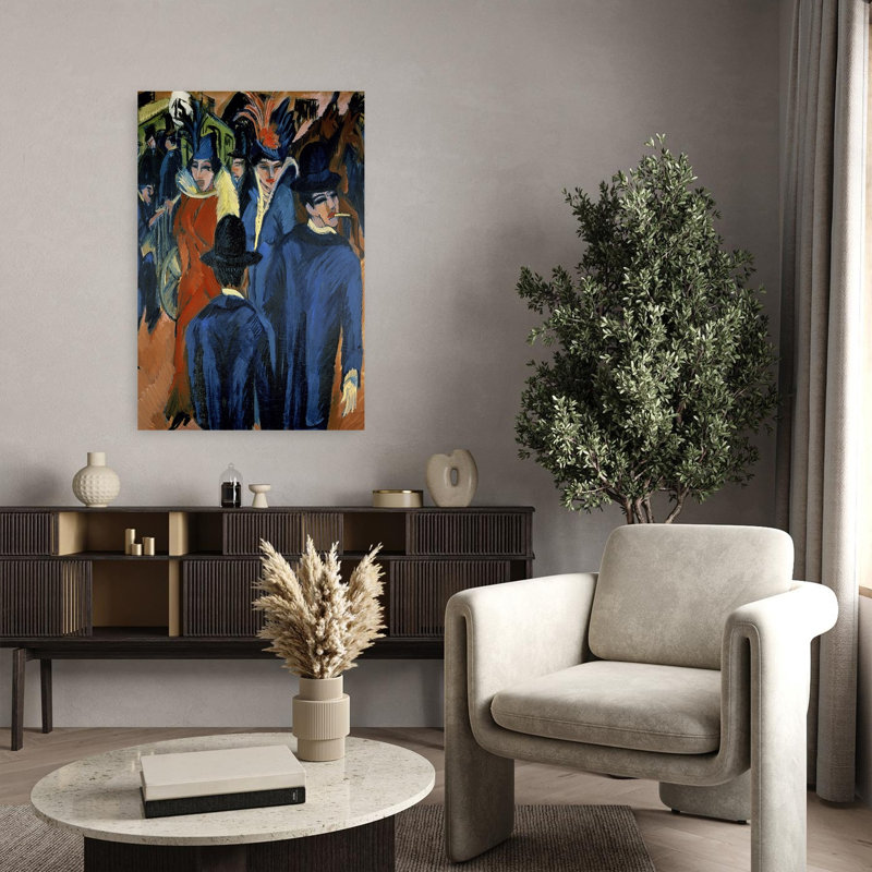 Berlin Street Scene, 1913 Expressionist Contemporary Wall Art Print 1 Piece Wrapped Canvas Wall Art, 91.44cm H x 60.96cm W