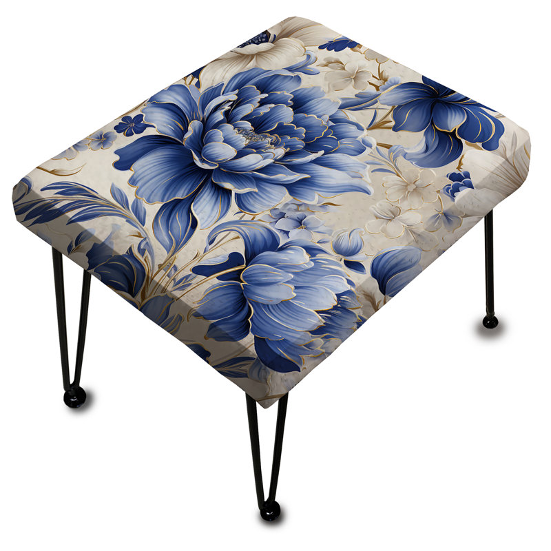 Motif victorien bleu complexe victorien - repose-pieds rectangulaire floral