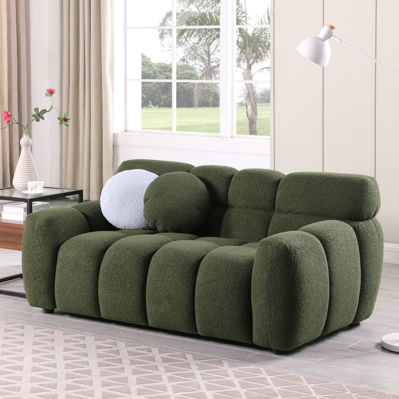 Canapé rembourré 86,5 po Daviya, H 28 po x l 65 po x P 36 po, Vert olive