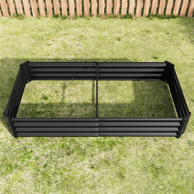 71.79In L X 35.37In W 11.86In H Black Metal Raised Garden Bed For Vegetables, Flowers, And Plants, - Rust, Open Base Balance Growing Drainage